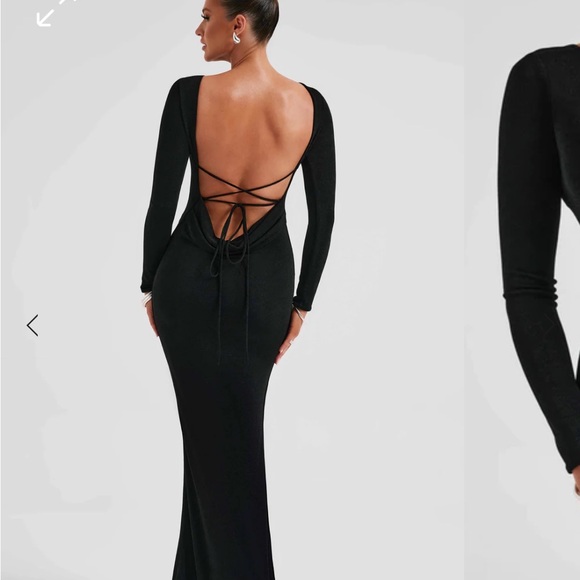 Black long sleeve maxi dress - Picture 2 of 4